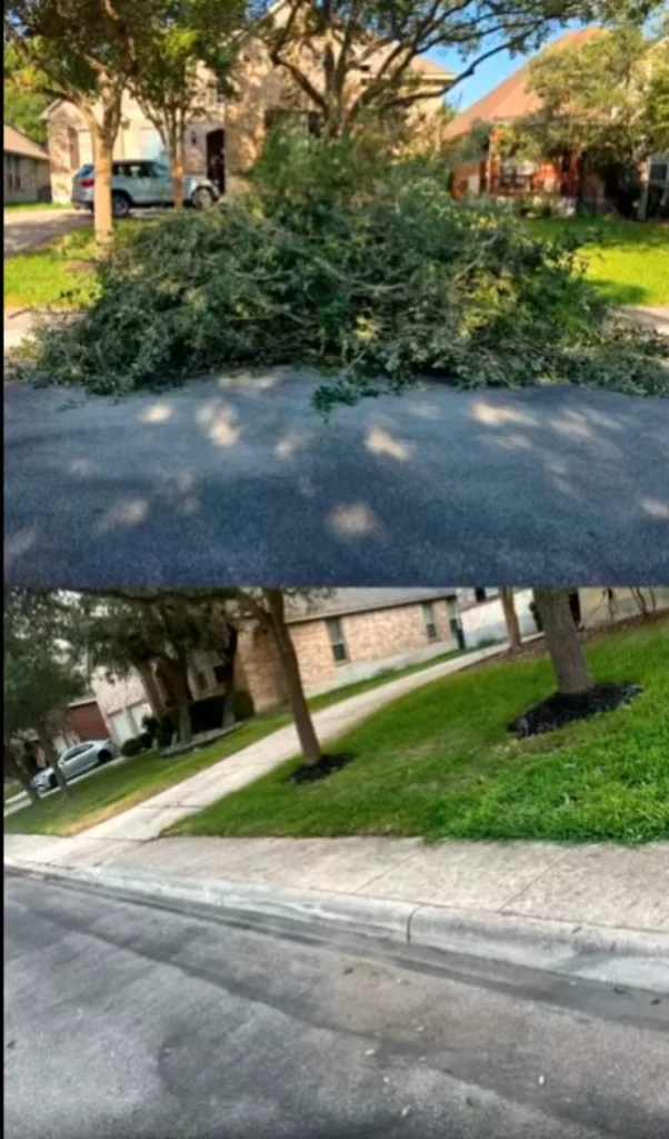Same-day junk removal in Lubbock showing before and after cleanup of outdoor household debris and clutter